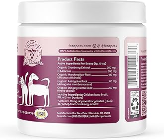 Fera Pets Bladder Support - Cranberry for Dogs & Cats - D-Mannose & Marshmallow Root - Urinary Tract Support - Supports Normal Urine pH - Boosts Immunity - 60 Scoops