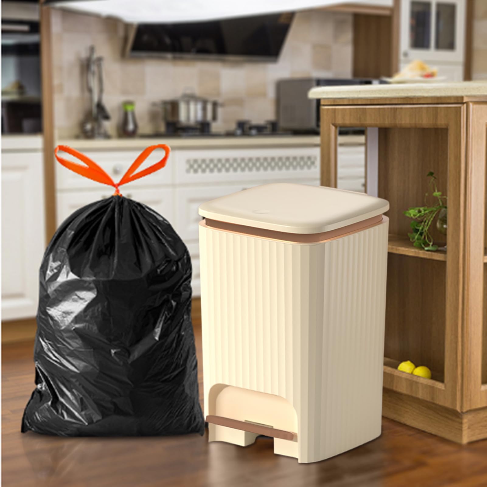 Pattumiera con coperchio per bagno, silenziosa, antiodore | Pattumiera da cucina a pressione e pedale, per bagno, camera da letto, soggiorno,