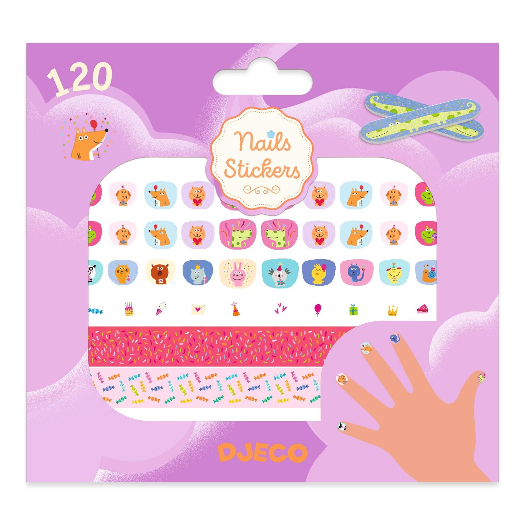 Djeco DJ09243 120 Nail Stickers Happy Birthday