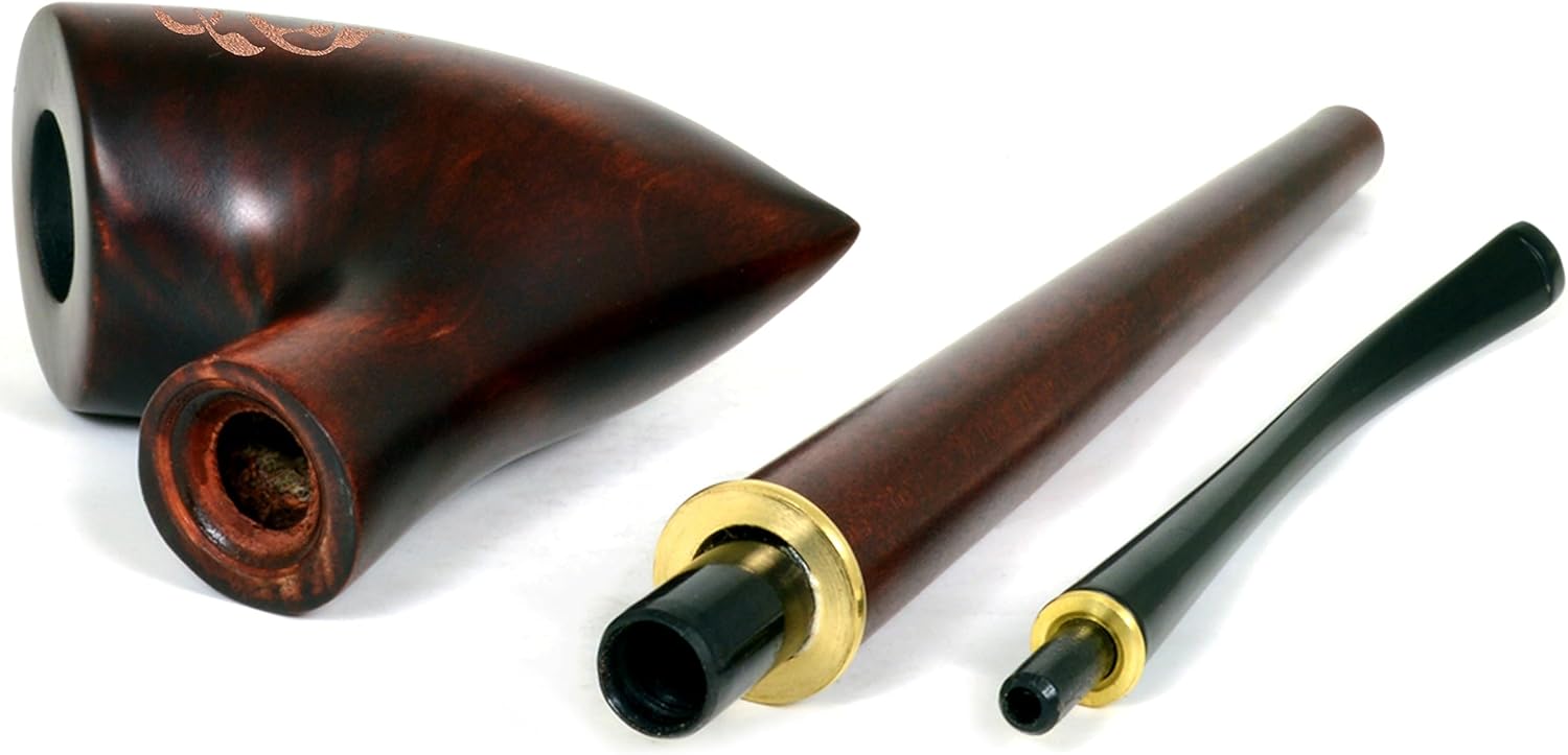 13.2" Long tobacco smoking pipe CHURCHWARDEN | pipes - (33cm) Tree of life engraving | for 9mm Filter | Velvet pouch gift