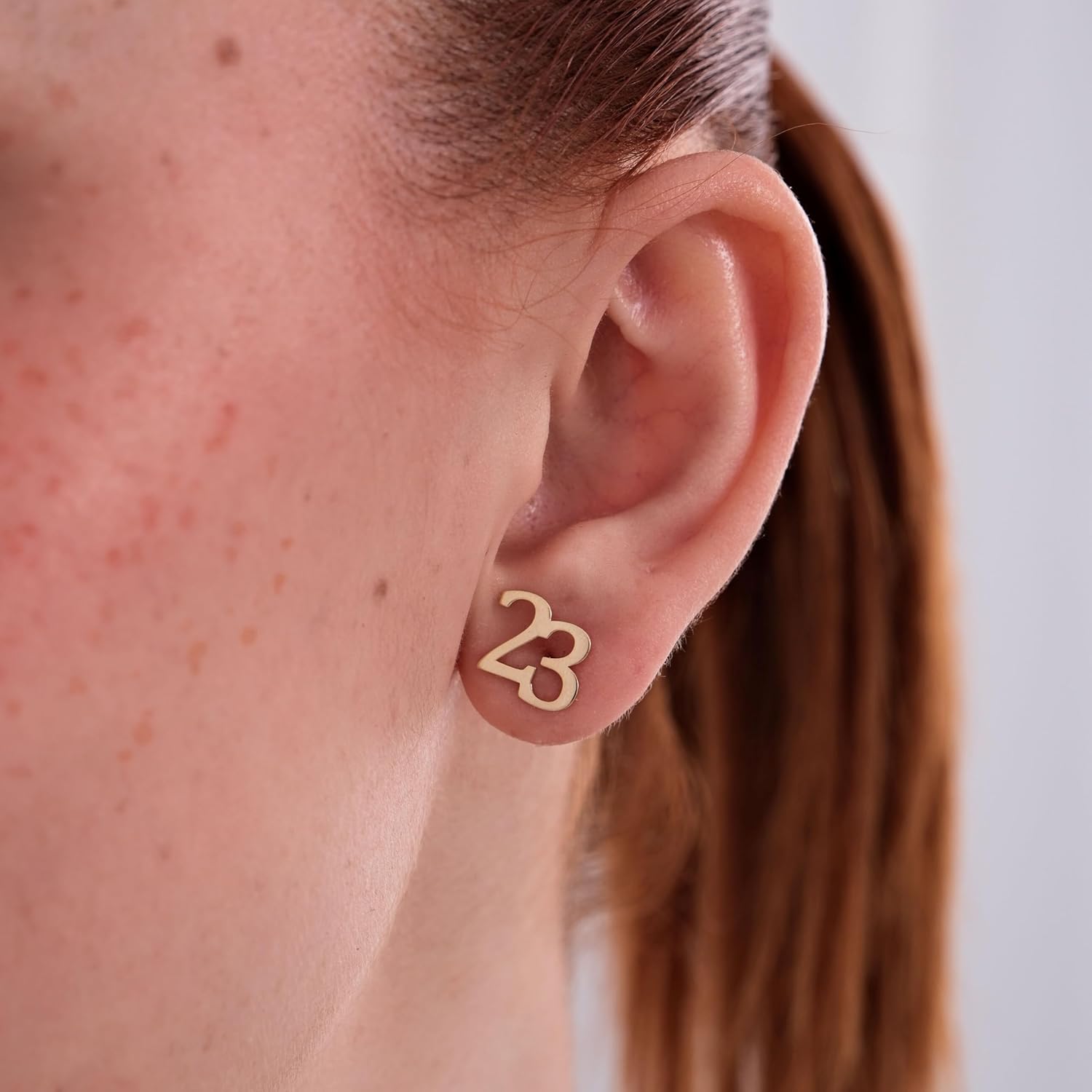 MIONZA 14K Solid Gold or Gold Plated Number Stud Earrings – Personalized Custom Number Jewelry, Dainty Minimalist Earrings, Gift for Her