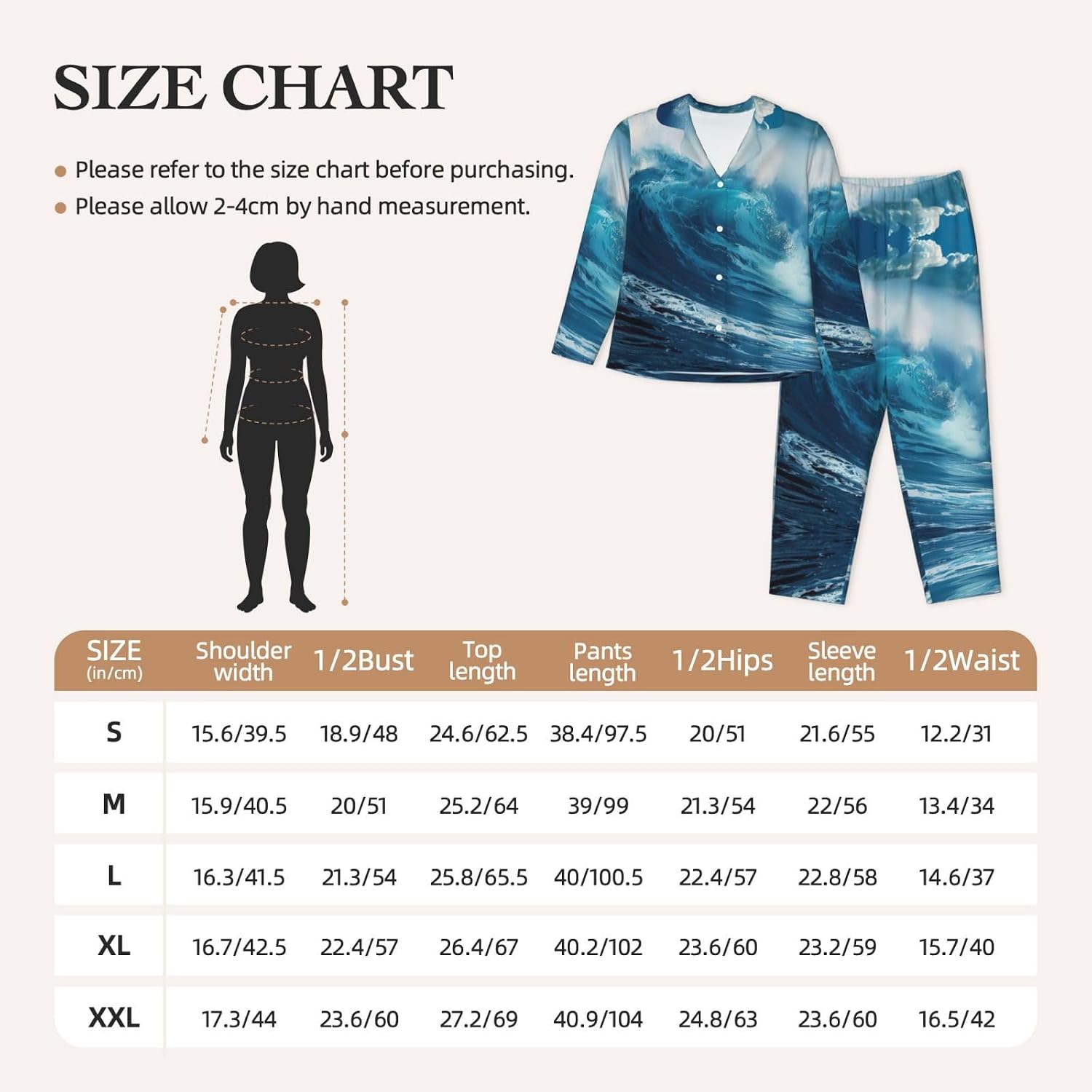 Big Ocean Wave Hd Print Christmas Pajamas,Family Loungewear Sets,For Thanksgiving And Holiday Seasons