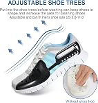 Teletrogy Washing Bag for Machine, Fluffy Fibers Keep 360° Wrap-Around Cleaning, 2 Pairs Adjustable Shoe Trees, Durable Hidden Zipper Reusable Laundry Bag for Sneakers and Gym Shoes, White