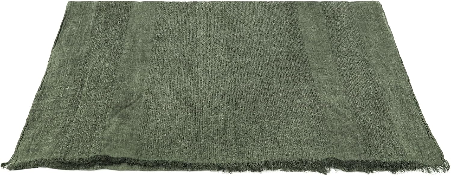 GERINLY Cotton-Linen Scarves Mens Stripe Crinkle Long Scarf Fashion Wrap Shawl for Travel - Image 6