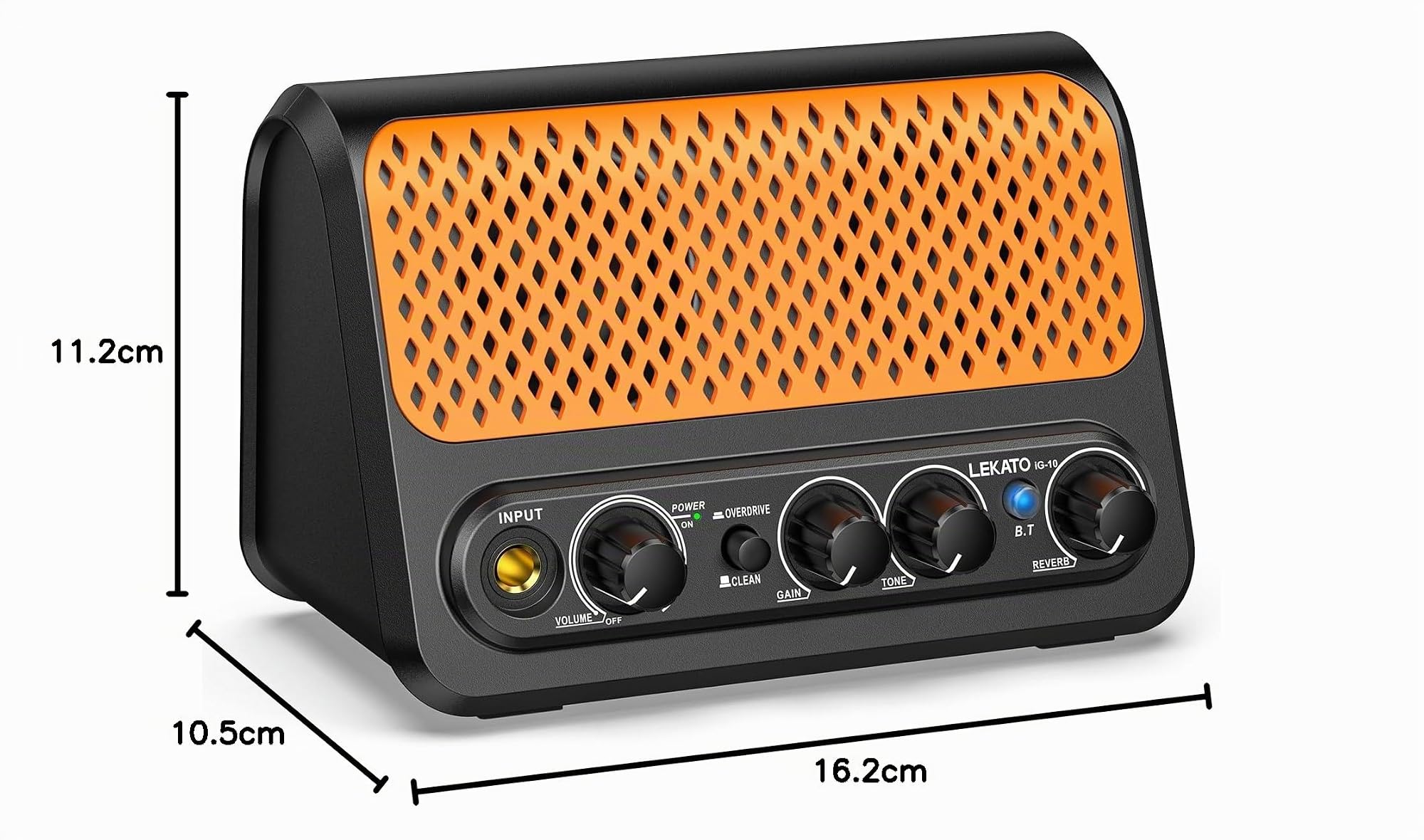 Mini amplificador para guitarra, LEKATO 10 W, amplificador para guitarra eléctrica portátil con canal Clean & Overdrive, reverberación y conectividad Bluetooth