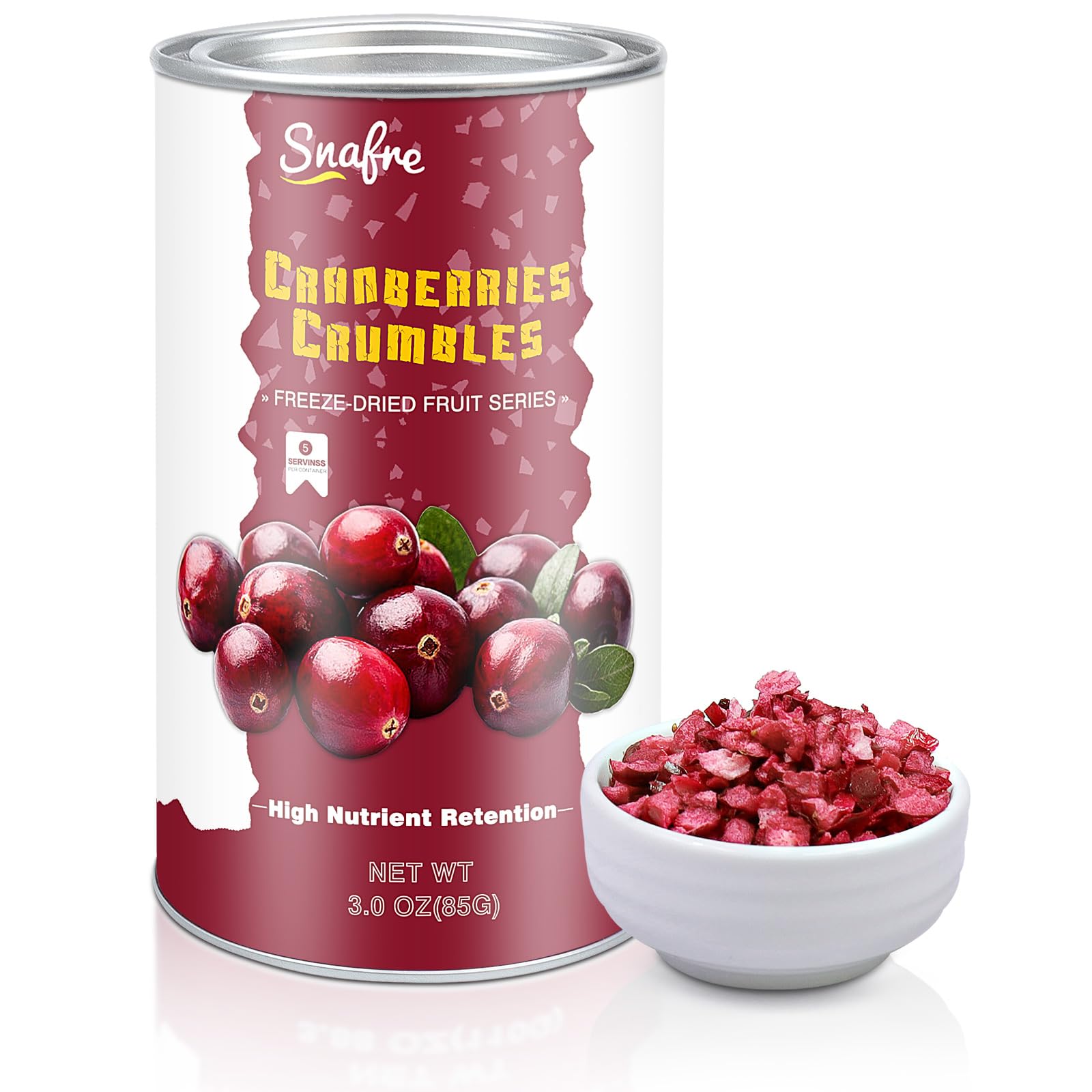 Freeze Dried Cranberries Pieces, Frozen Cranberries, No Added Sugar, 100% Natural, Freeze Dried Fruit for Cooking, Cereal, Yogurt, Drinks, 3OZ/85G