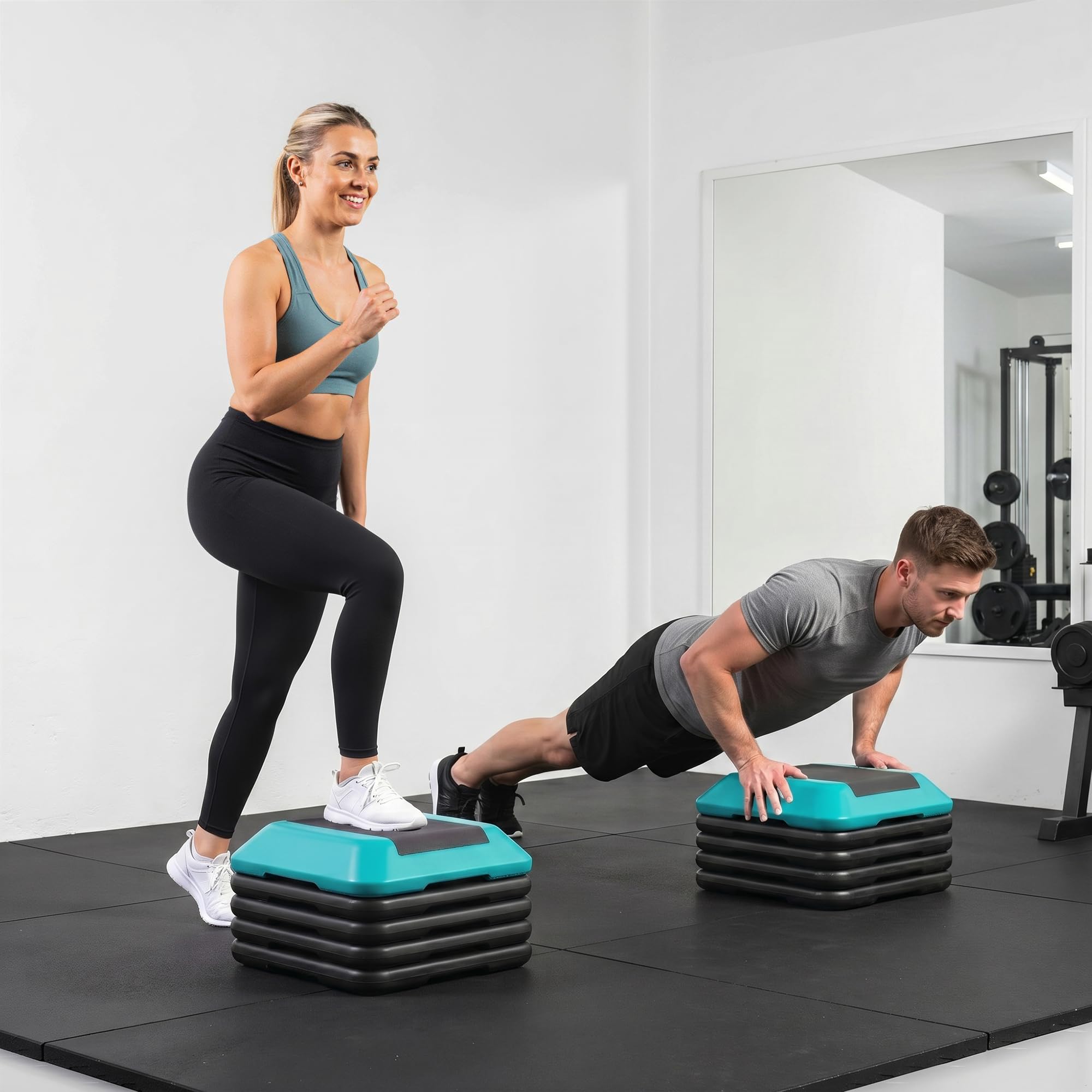SPORTNOW Step Aerobic Step per Fitness Stepper Antiscivolo con Altezza Regolabile 10/15/20/25/30 cm Carico 150 kg per Allenamento a Casa Palestra Blu