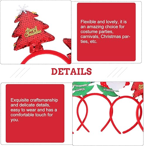 Miniatura 7 de Lurrose 4 diademas de Navidad para el cabello, aro de Papá Noel, árbol de Navidad, diadema de Bopper, disfraz de fiesta de Navidad para niñas y