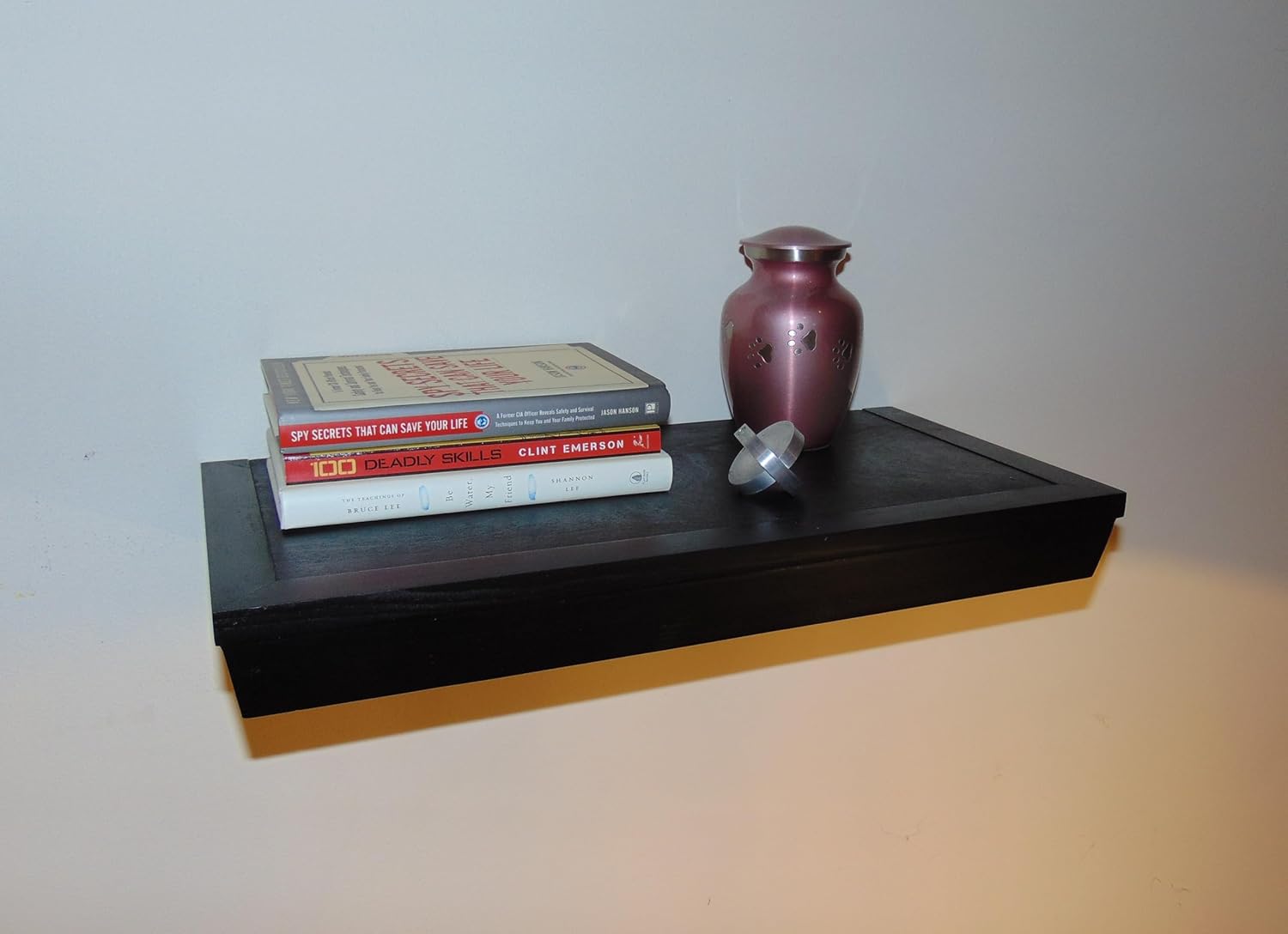 HEROBUILDERS Floating Shelf with Drawer - 100% Made in The USA - Real Wood Construction (Small, Black)