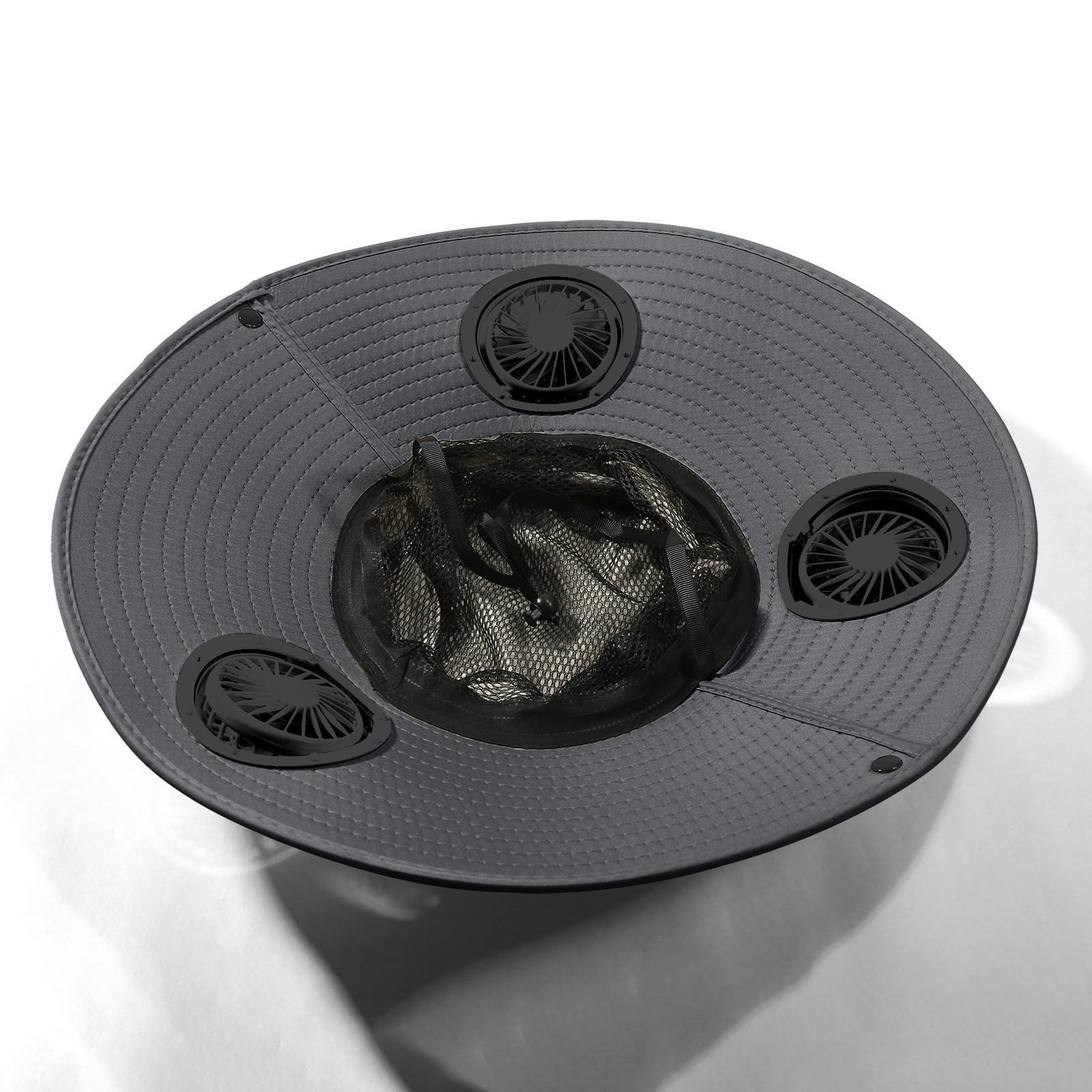 2026 Carga USB Ventilador de Carga Solar Extraíble Sombrero Integrado de Ala Grande Sombrero de Verano para Exteriores Sombrero de Senderismo y Pesca para Hombre (Versión con Tres Ventiladores) Ligero