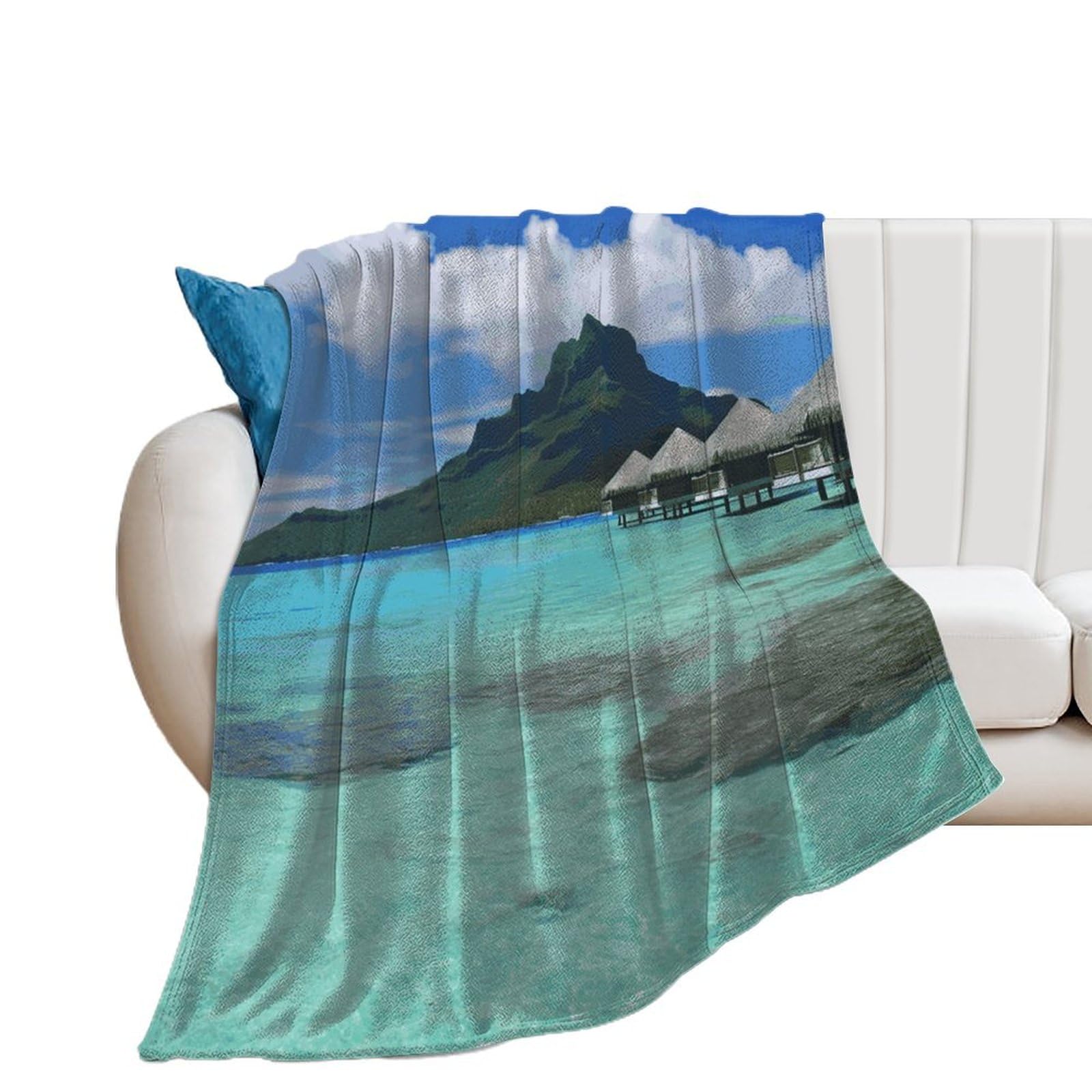 Couverture flanelle Tahiti 150x200 cm plaid canapé anti-bouloche