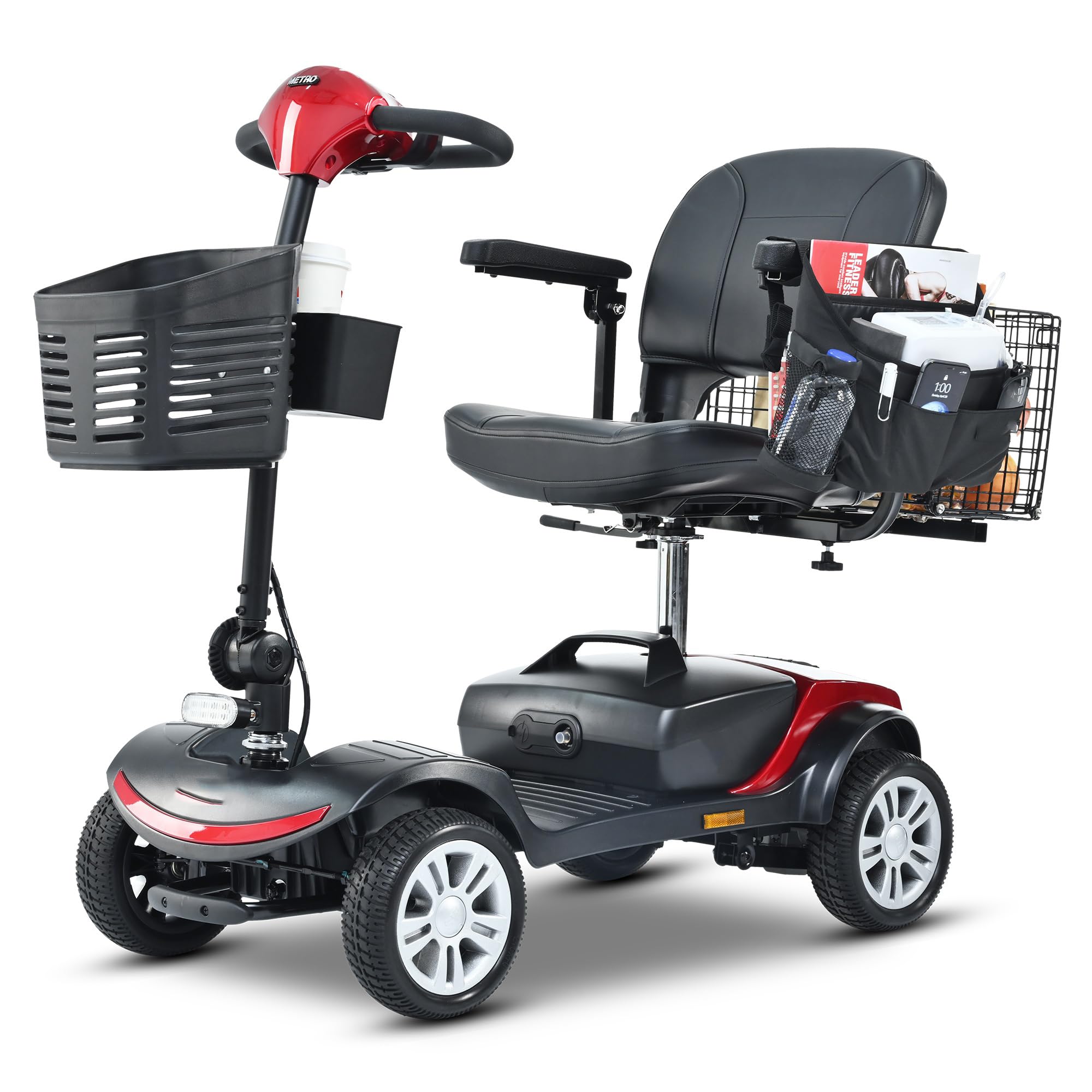 Scooter de movilidad de 4 ruedas para adultos mayores - Silla de ruedas eléctrica con capacidad de 400 lb - Móvil resistente para viajes, adultos y ancianos - Batería extendida de larga duración