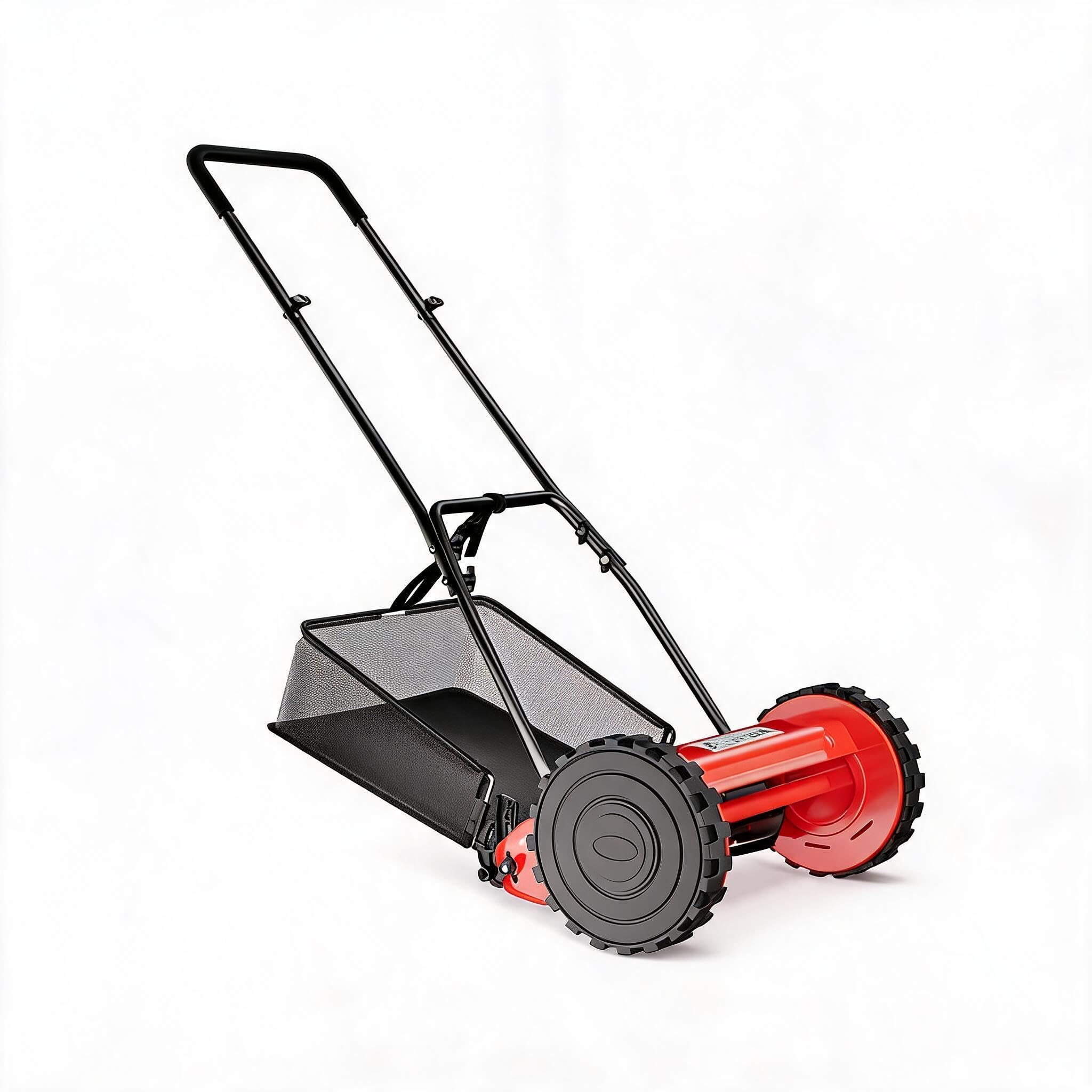 Garvee Cortacésped Manual De Empuje De Acero Al Carbono, 35 cm, Rojo | Con cuchilla de acero al carbono y corte silencioso, sin gasolina ni batería, para jardines pequeños, mide 117 x 49 x 21 cm