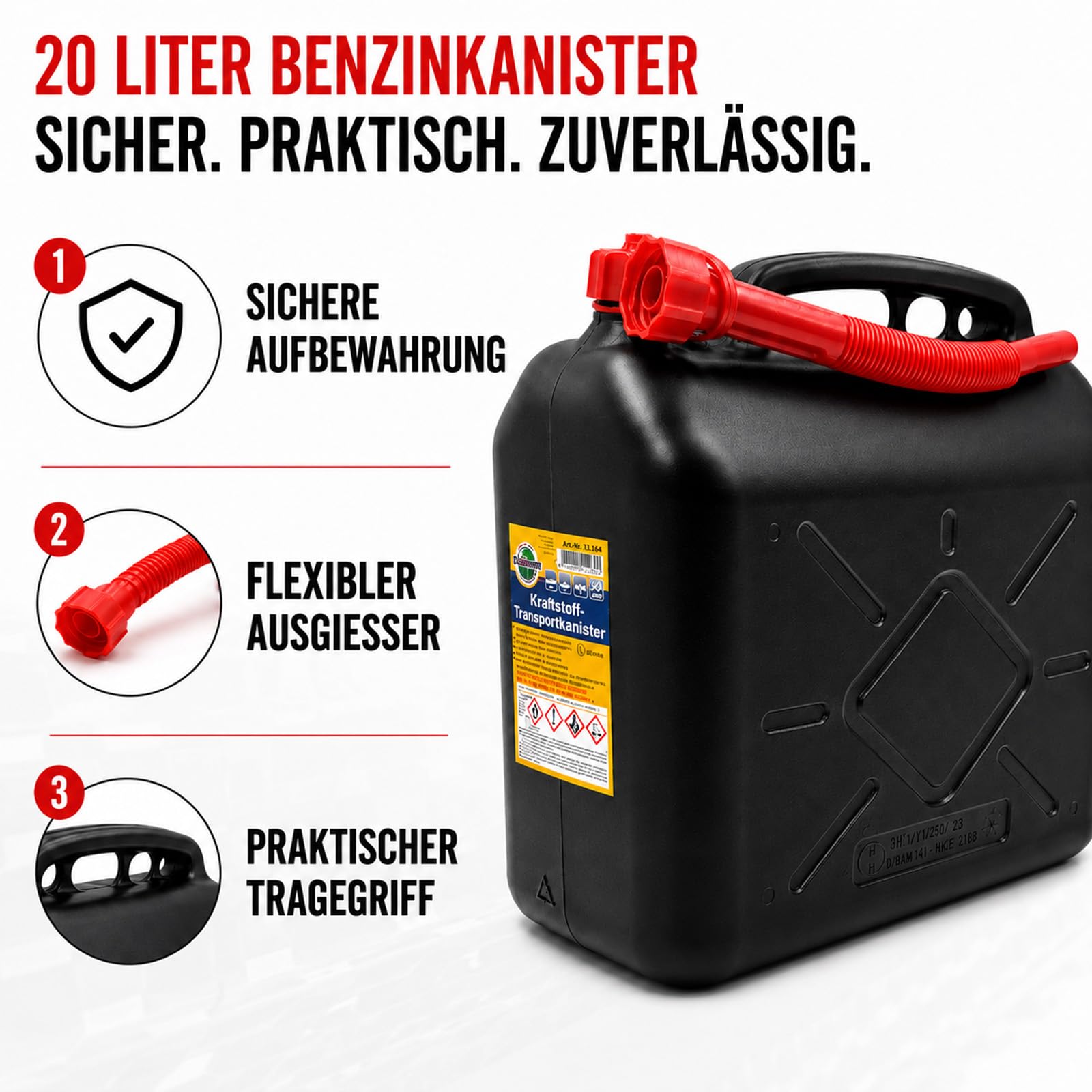 2 taniche per carburante, 20 l, in plastica, colore nero