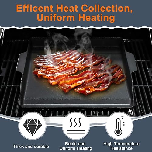 Miniatura 3 de Criditpid Plancha universal de hierro fundido grande con paredes laterales extra altas para parrillas de gas, carbón, parrilla Blackstone de 20