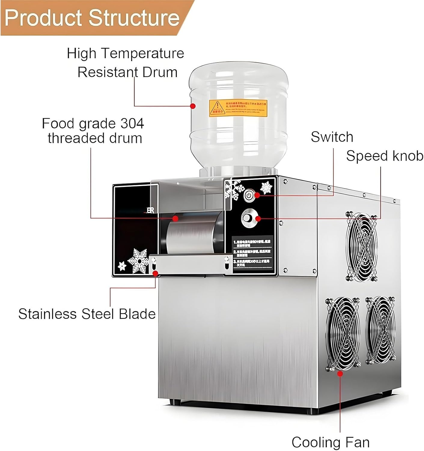 Snowflake Ice Maker Machine, Automatic Electric Ice Shaved Machine, Food-Grade Stainless Steel Material Slushie Machine For Home, Parties, Food Truck, Restaurant, Milktea Shops,etc(180KG)
