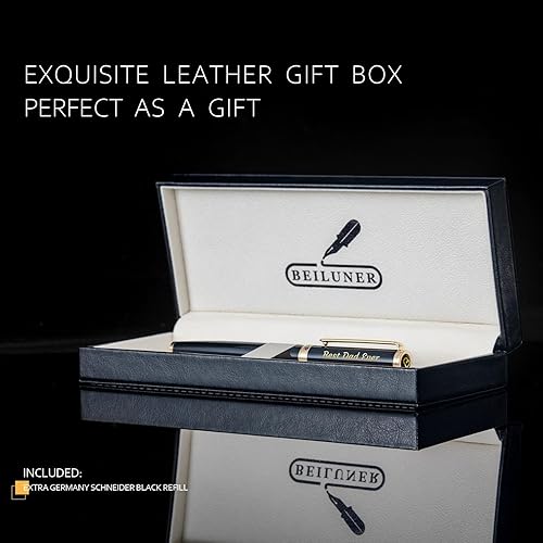Miniatura 6 de BEILUNER Juego de bolígrafo negro elegante, impresionante borde dorado de 24 quilates, repuesto de tinta Schneider, el mejor juego de regalo para
