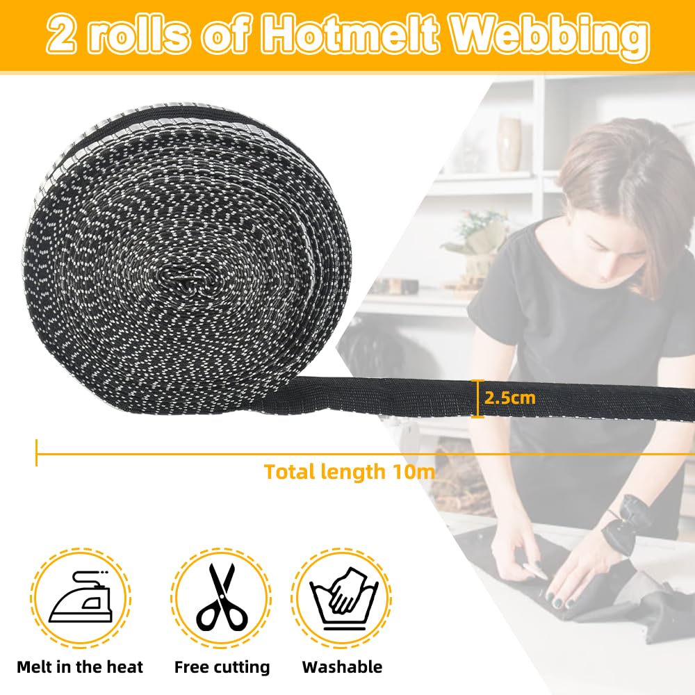 Ruban Ourlet Thermocollant - 10 Mètres Noir Et Bleu - Pour Pantalons, Robes Et Jupes - Fixation Sans Couture - Lavable Et Résistant