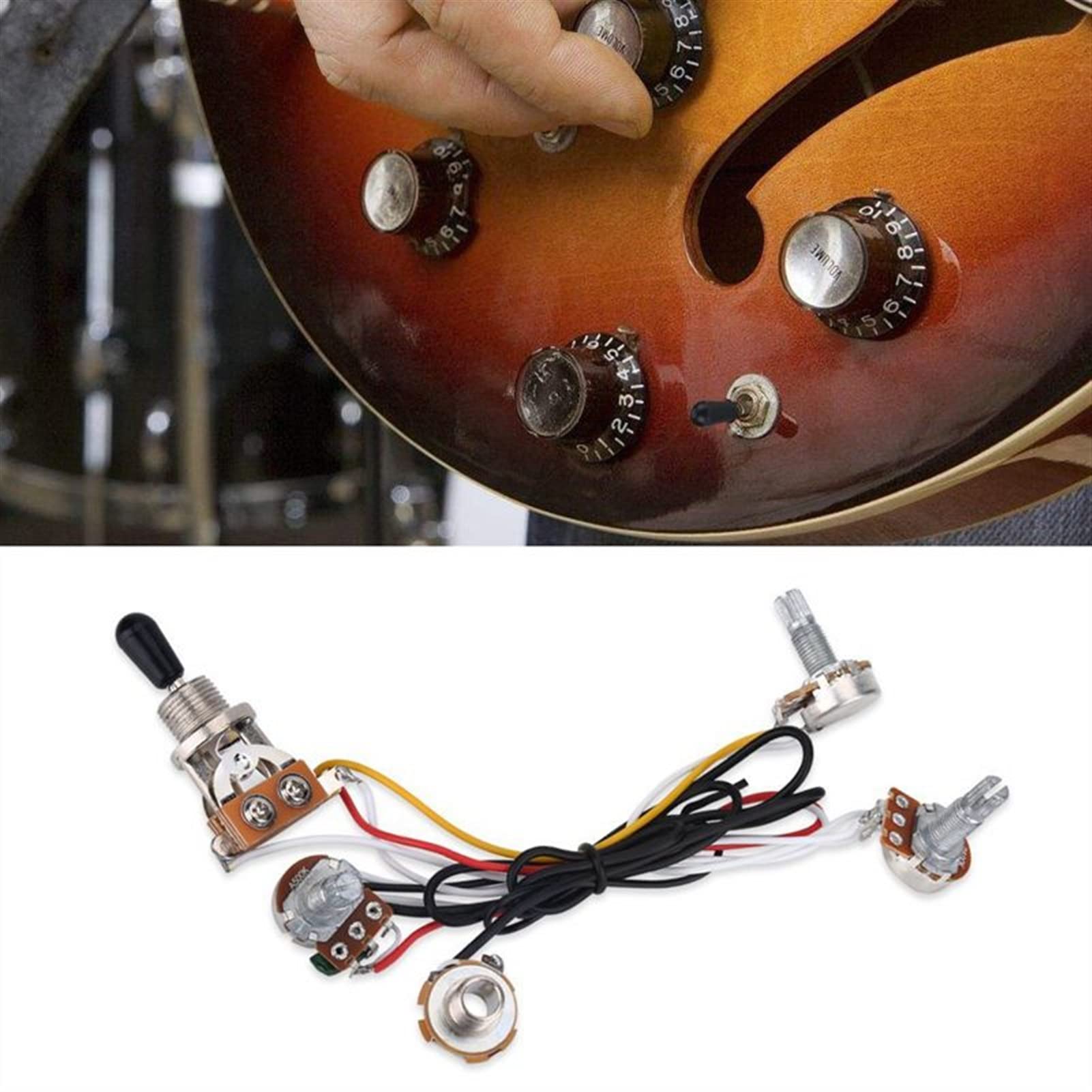 Kit De Harnais De Câblage De Guitare Électrique 3 Way Converter 2 Volume 1 Ton 500k faisceaux câbles guitare