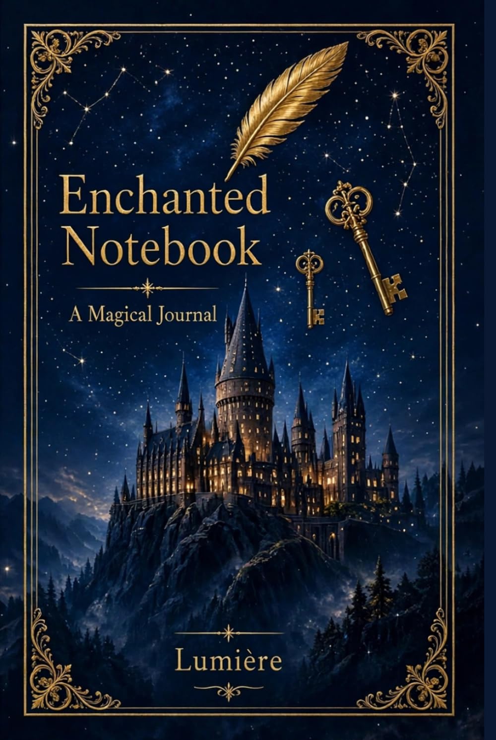 Lumière: Enchanted Notebook: A Magical Journal - 400 Lined Pages for Spells, Dreams and Secrets, Midnight Blue and Gold Luxury Design, 6x9 Inch