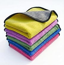Microfiber Cloth, 500 GSM 40X30 Cms 5 Pieces Silk Banded Edge Towel Set Extra Thick Microfiber Cleaning Cloths Perfect for Bike, Car & Home