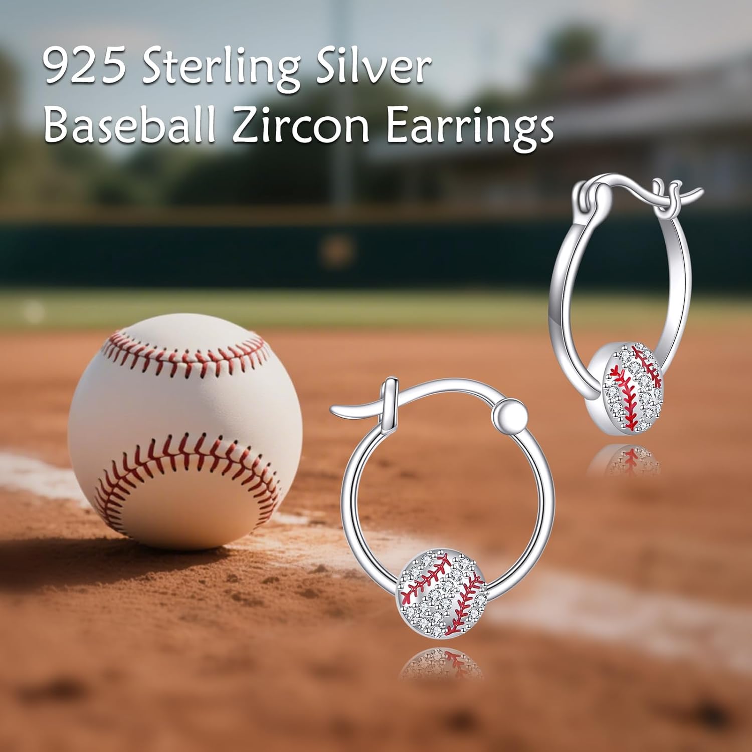 VONALA Baseball Hoop Earrings for Women 925 Sterling Silver Sports Earrings Baseball Jewelry Gifts for Sensitive Ears - Image 2