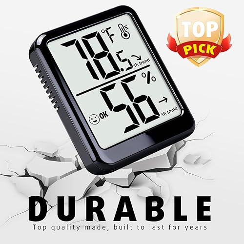 Miniatura 5 de Paquete de 4 termómetros higrómetros de habitación, pequeño sensor digital de temperatura y humedad, medidor de temperatura y humedad para el hogar,