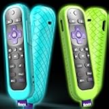 2 Pack Case for Roku Remote Cover Compatible with Hisense and TCL TV Stick Controller, Silicone Skin Sleeve Blue Green