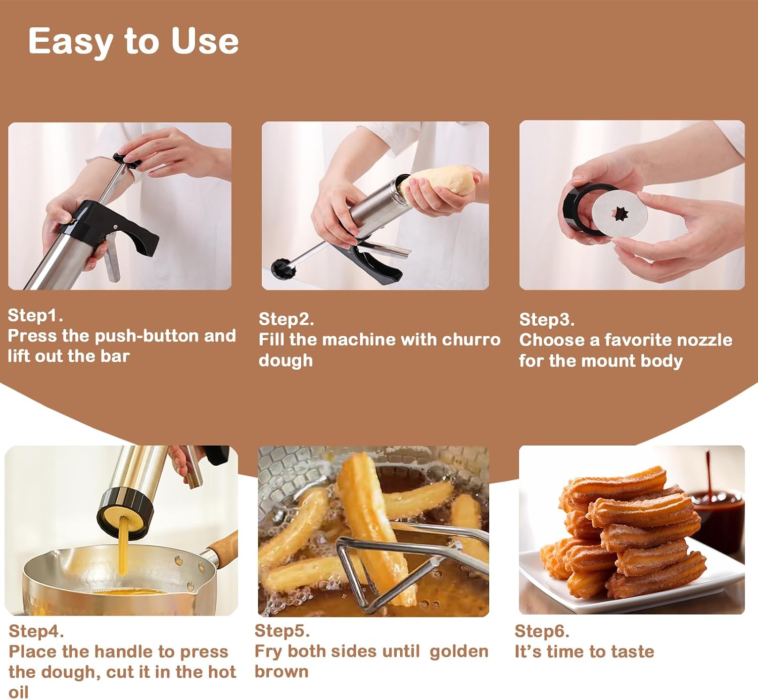 Churrera Churro Maker Machine, Long Churro Piping Tip and Large Bag