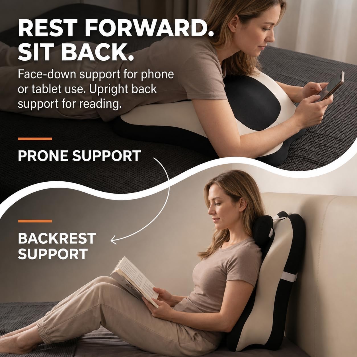 Ergonomic Memory Foam Wedge Pillow, Intimacy Couples Pillow Memory Foam Wedge Pillow, 27° Angled Support for Neck and Waist, Multi-Functional Bed Position Pillow