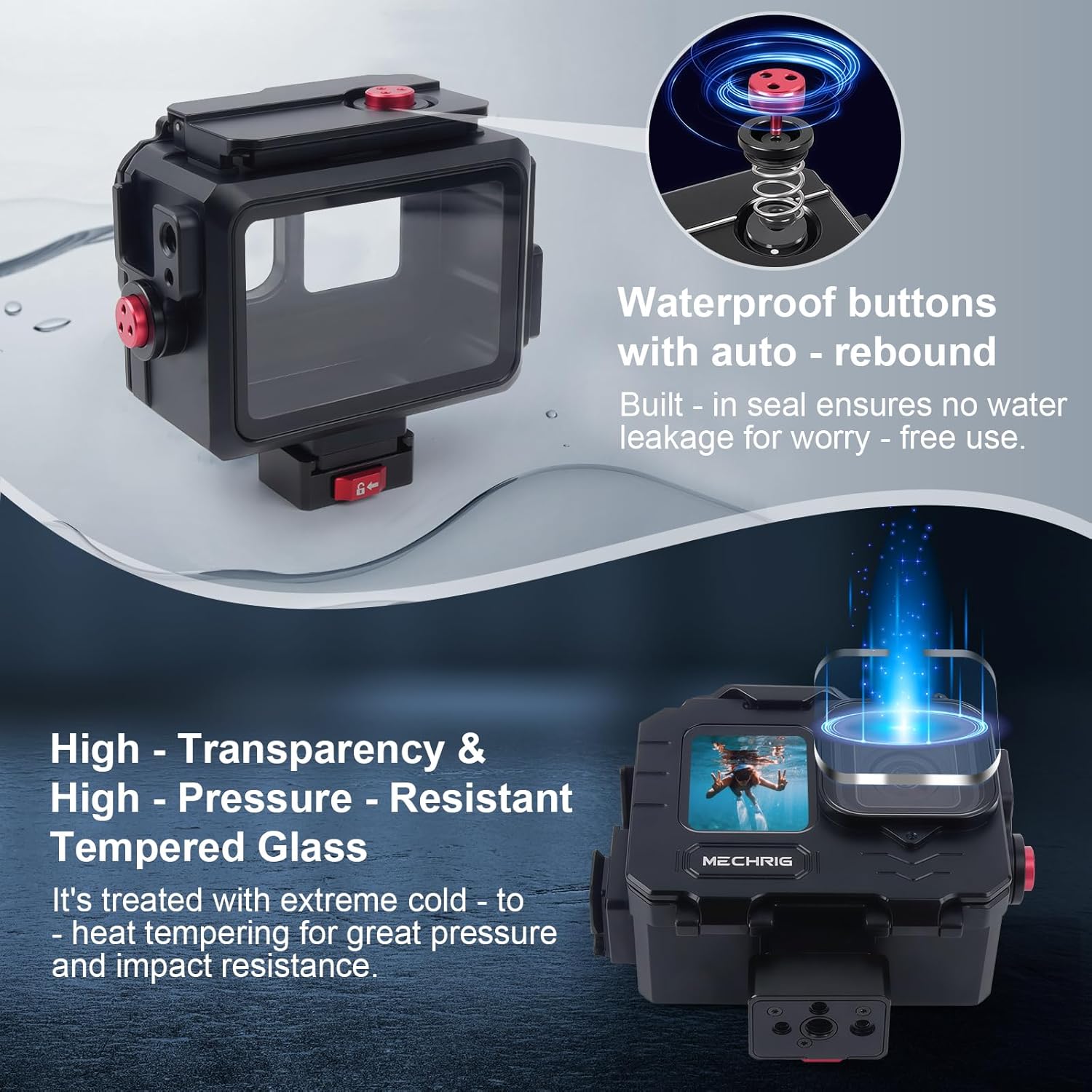 Aluminum Waterproof Case for GoPro HERO13 Black HERO12 HERO11 HERO10 HERO9 Action Camera 80M Deep Waterproof Horizontal and Vertical Shooting Switch (Quick Release-63075) - Image 8