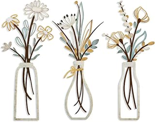 3 Stück Metall Blumen Wanddekoration, Wohnzimmer Schlafzimmer Küche