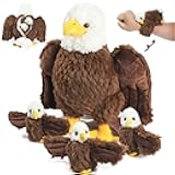 XYHQYB 4 Pcs Bald Eagle Stuffed Animal Plush, Zippered Large Mommy Stuffed Eagle Plush with 3 Baby Bald Eagles Toys, Wild Zoo Animals Gifts for Kids Boys Girls Birthday Valentines Easter Christmas