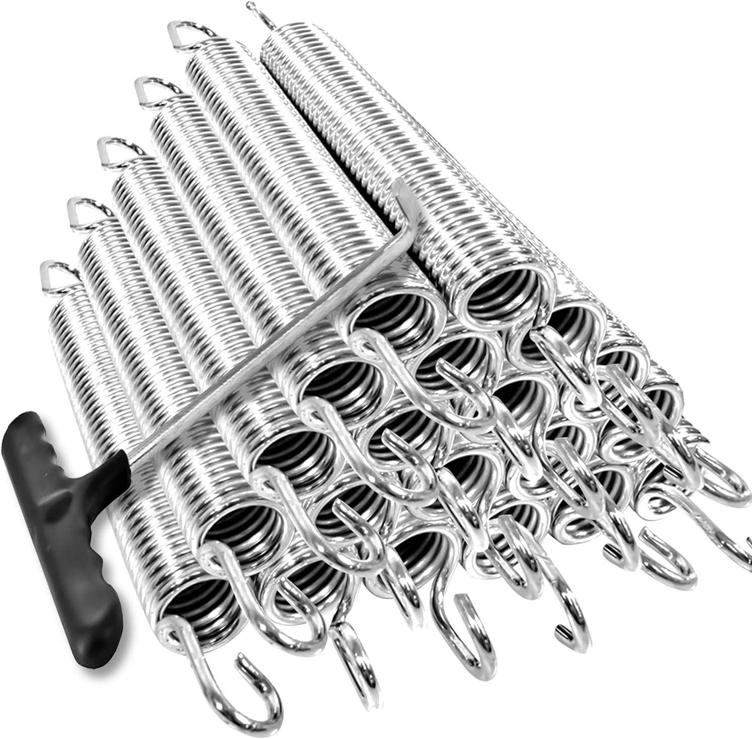 |20 Pack| / |40 Pack| 7" Silver Trampoline Spring Galvanized Steel Replacement with Free T-Hook for Skywalker, JumpKing, Upperbounce, Skybound
