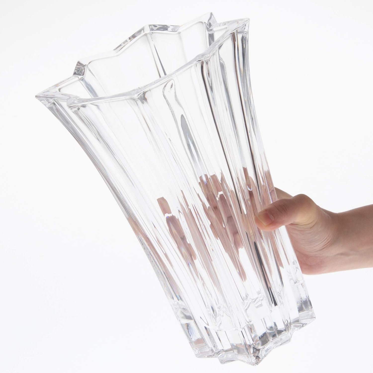 Toyo Sasaki Glass P-26382-JAN Flower Base, Clear, Approx. 7.0 x 10.2 x 7.0 inches (17.9 x 26 x 17.9 cm), Rison, Medium, Made in Japan,