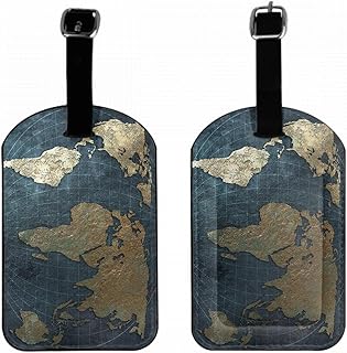 World Map Travel Baggage Labels Continent Global Territory National Boundary Luggage Tags for Suitcase Handbags Backpacks Full Privacy Protection Cover, 1 Pack
