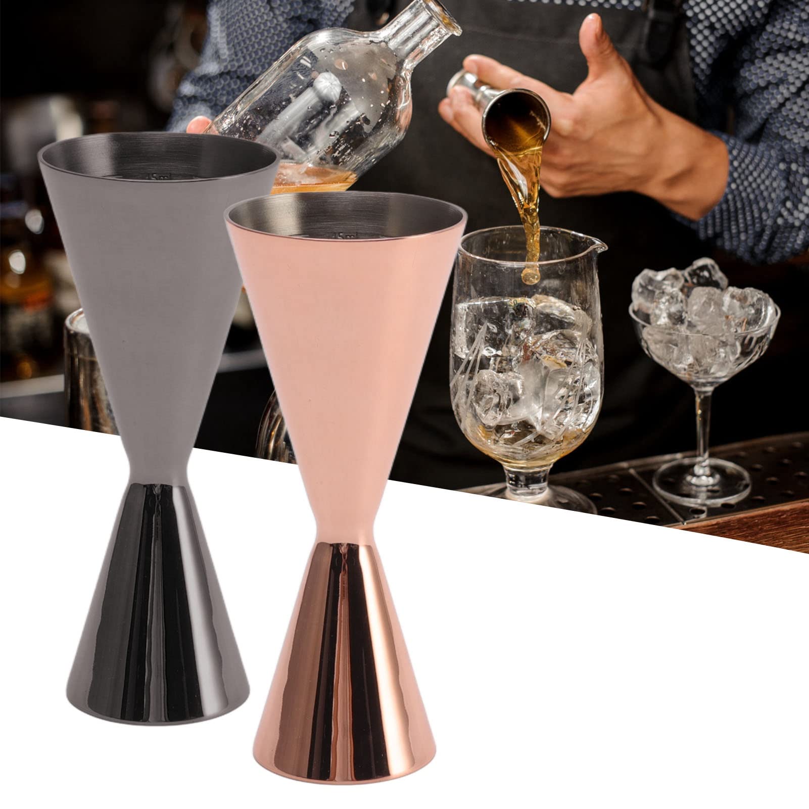 Podwójny Jigger, Bar Jigger Shot Miarka Jigger 1/56.7 g Miarka Kubek do Baru Domu Barmana Party (Czarny)
