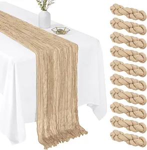 10-Pack Beige 17x108 Inch Cheesecloth Table Runners