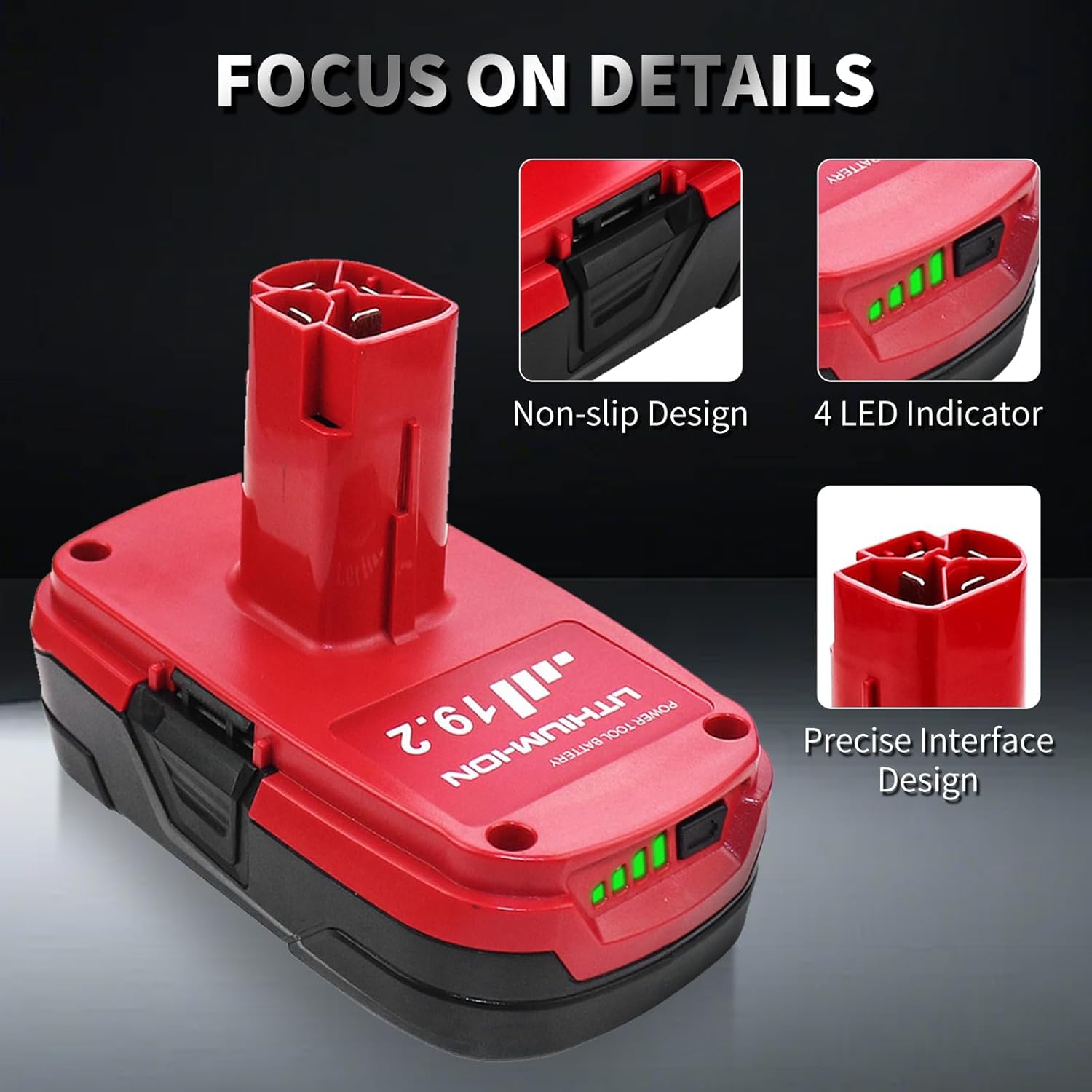 2 Packs 3600mAh19.2V C3 Battery Replacement for Craftsman 19.2v Battery 3.6Ah Lithium Compatible with Craftsman 19.2 Volt Battery 130279005 1323903 130211004 130279003 130279017 315.115410 (Red)