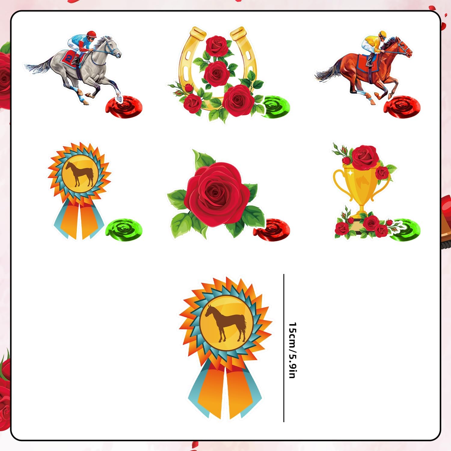 108pcs Derby Party Supplies Decorations Run for The Rose Derby Tableware Set for 20 Guests Include Tablecloth, Plates,Napkins,Forks,Paper Cups,Banner,Hanging Swirls