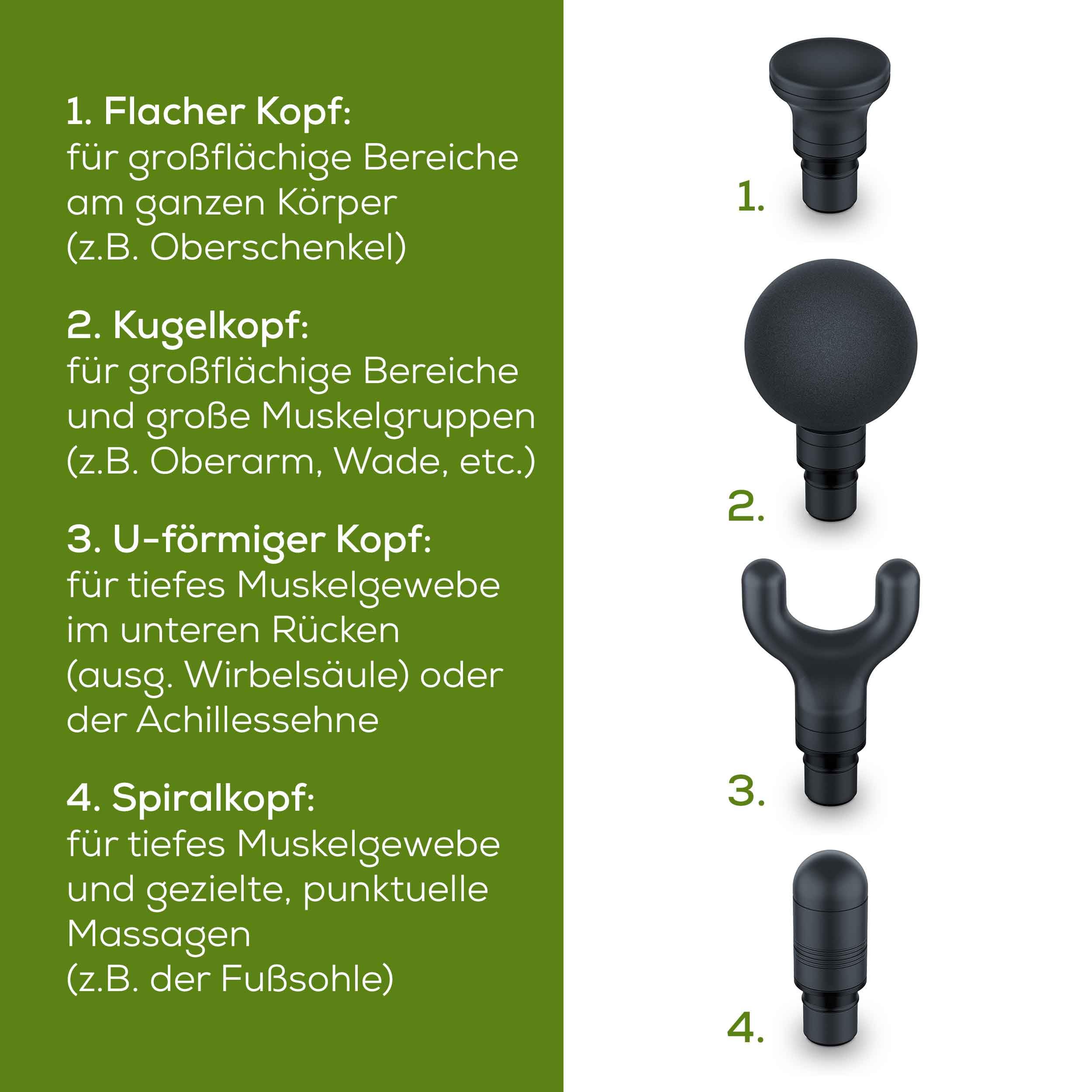 Beurer MG 99 Massagepistole, Massage Gun mit 4 Aufsätzen, Triggerpunktmassage, Muskelmassagegerät mit 5 Intensitätsstufen & Akku