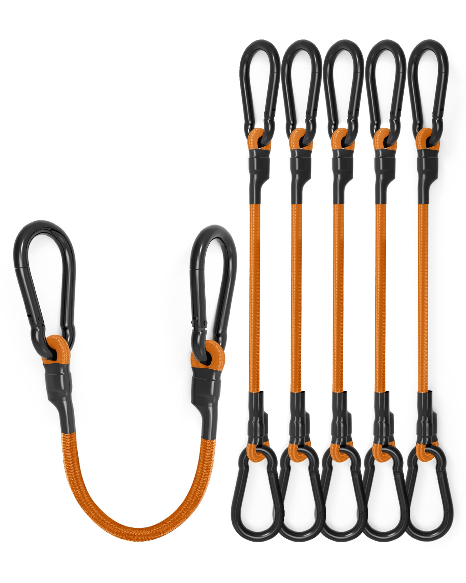 LCUKY Straps 8 Pack 18 Inch Carabiner Bungee Cord with Aluminum Alloy Hooks