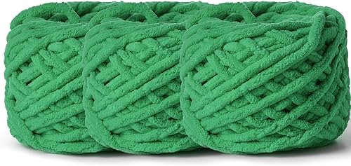 Vista 109 de Paquete de 3 hilos gruesos de felpilla de felpa de 3.53 onzas (49.2 yardas), hilo de terciopelo esponjoso para tejer y hacer ganchillo, hilos de 3