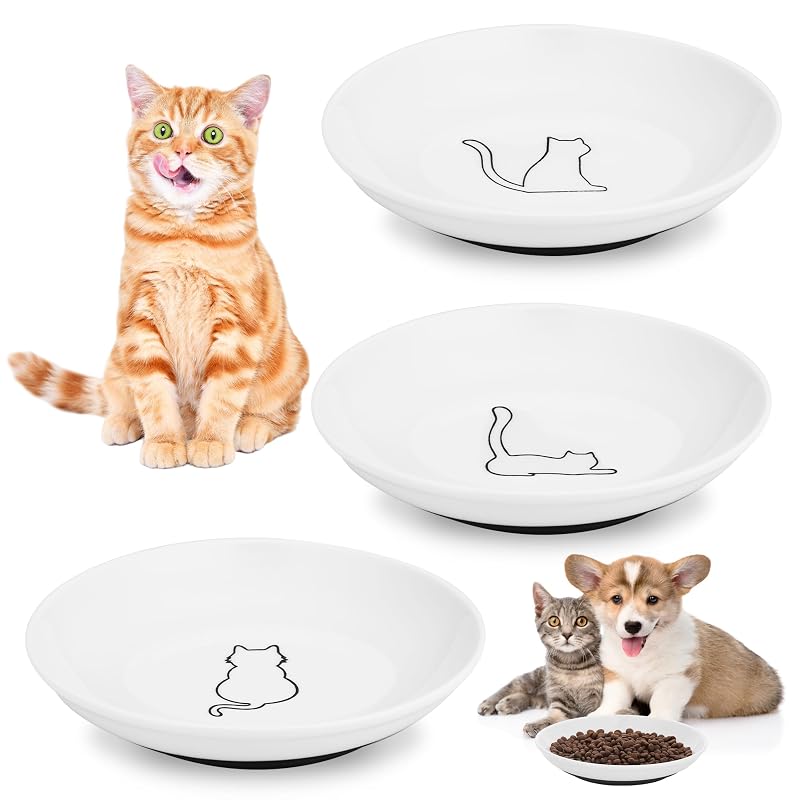 Potes de Cerâmica para Gatos com Base Antiderrapante TranRantic 150 mL, Pacote com 3