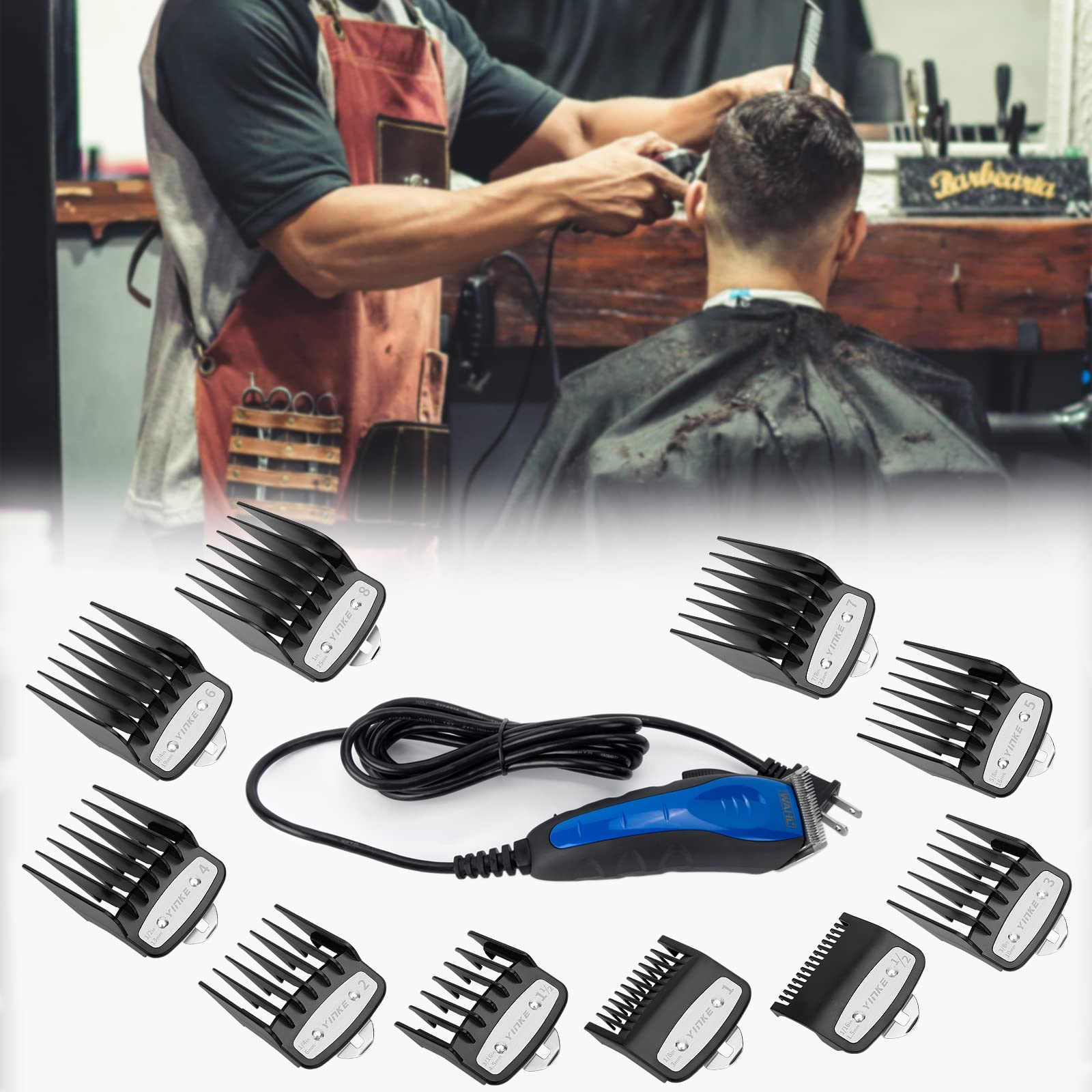 YINKE Trimmer Aufsätze Aufsteckkamm Set für Wahl Haarschneidemaschine Magic Clip Trimmer Rasierer, 10 Schnittlängen sind 1.5mm, 3mm, 4.5mm, 6mm, 10mm, 13mm, 16mm, 19mm, 22mm,25mm(10PC)