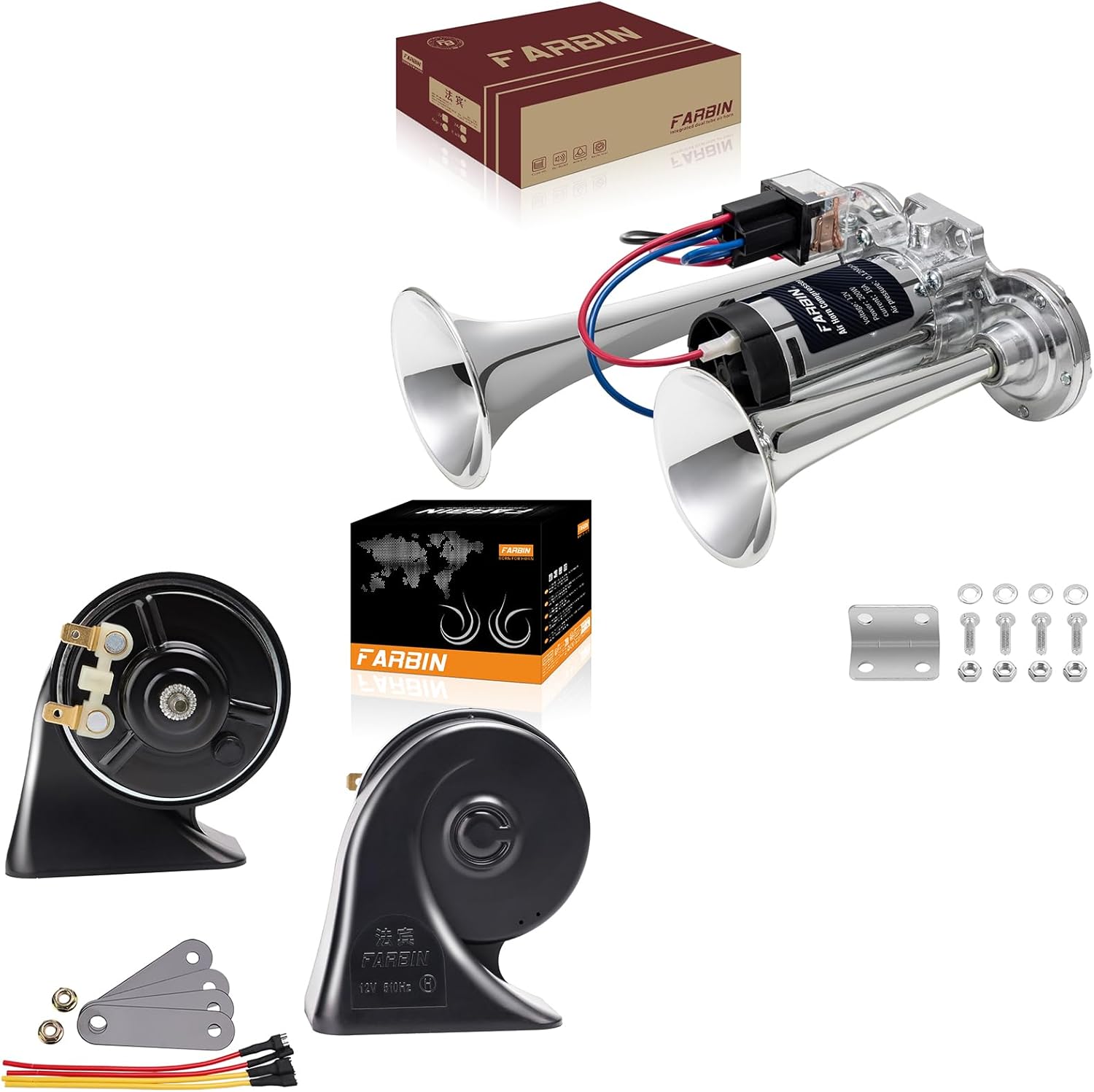 FARBIN Air Horn with Air Compressor with Horn Replacement Kit
