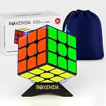 ROXENDA Magnetic 3x3 Speed Cube, Lightweight 60.67g Puzzle with Stand & Bag | Built-In Magnetic, Smooth & Fast Turning, Relieve stress, Beginner-Friendly Speed Cube, Great for Kids & Adults, Enthusiasts