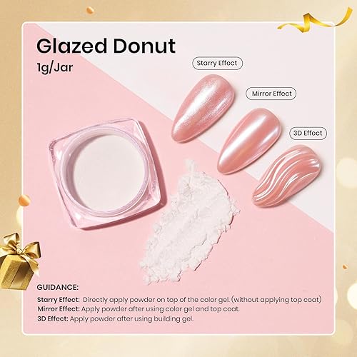 Miniatura 3 de Beetles Gel Polish - Polvo para uñas cromado blanco para uñas de gel, perla con efecto espejo, pigmento holográfico para manicura, diseño de uñas,