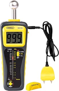 General Tools MMD950 Moisture Meter - Pin/Pinless Humidity Detector for Wood, Drywall, Concrete - Deep 4" Sensing