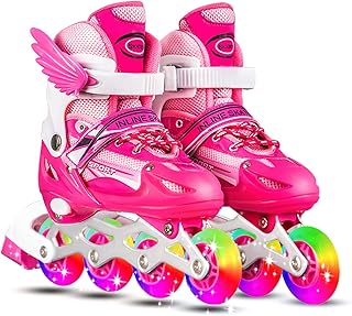 HUIOP Patins Inline Ajustáveis com Rodas Leves para Crianças e Adultos Patins Inline Fitness Indoor Outdoor,patins inline com rodas leves